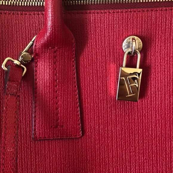 Furla Bag Satchel Radiant Red Leather with Strap - Picture 6 of 8